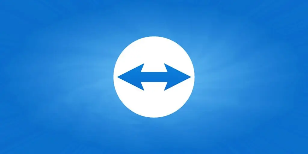 A blue background with a white oval in the center, containing two overlapping blue arrows pointing left and right, symbolizes seamless connectivity. The blue gradient in the background radiates outward from the oval, evoking a sense of security akin to a VPN protecting against potential threats.