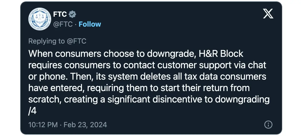 FTC H&R Block tweet