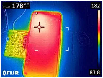 The tested device's thermal camera scan