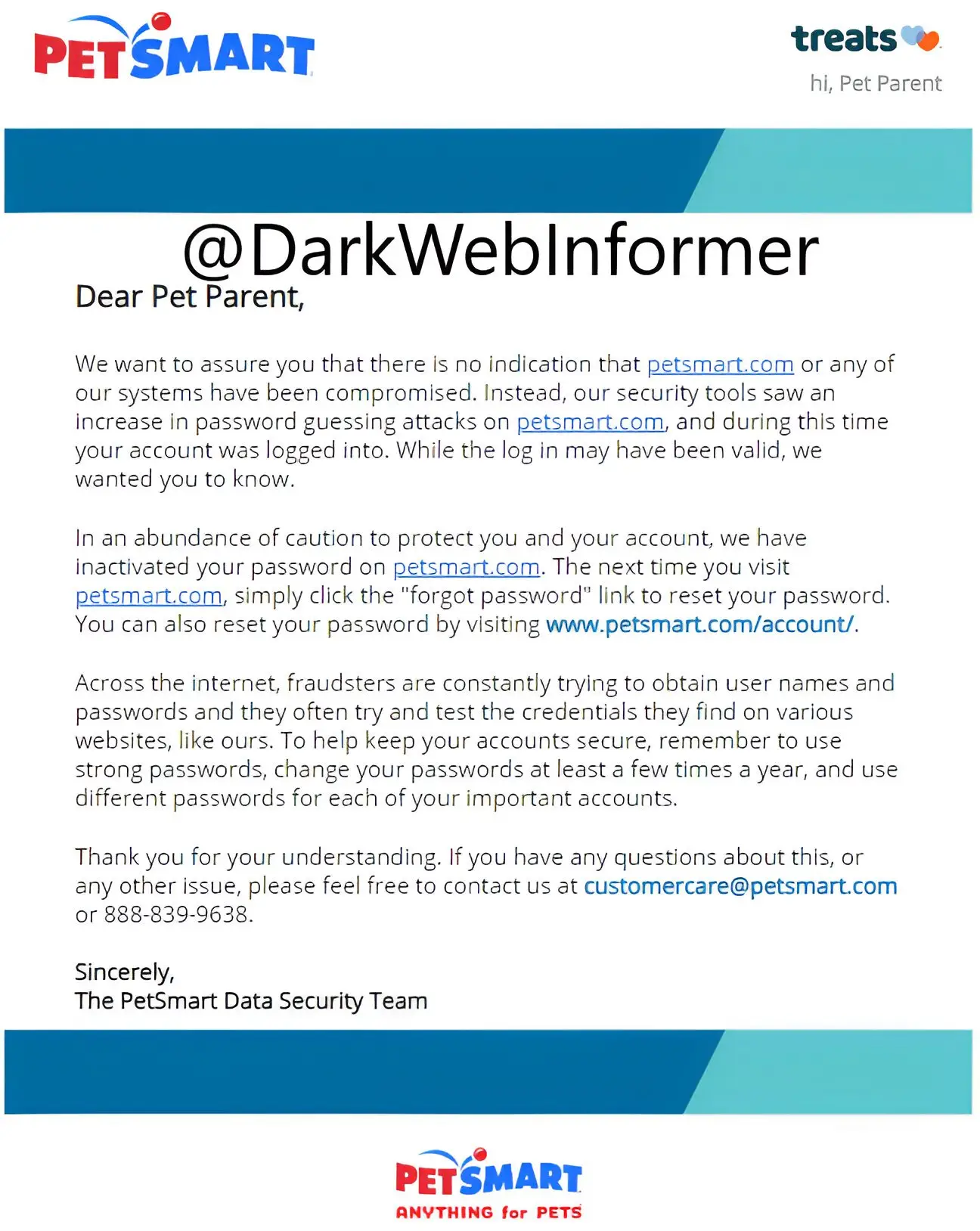 Credential stuffing attack: PetSmart email
